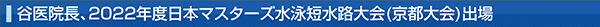 谷医院長2022年度日本マスターズ水泳短水路大会(京都大会)出場
